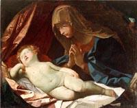 Elisabetta Sirani Virgin adoring the sleeping Baby Jesus oil painting image